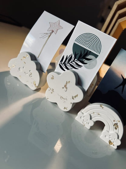 YUKI en TRIO 'Nuage, fleur et arc-en-ciel' - Porte-photo l Porte-cartes ``Éclats d'or``
