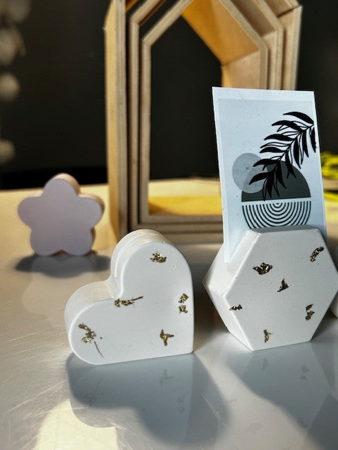 YUK en TRIO 'coeur - rond et carré' - Porte-photo l Porte-cartes ``Éclats d'or``