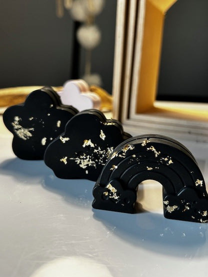 YUKI en TRIO 'Nuage, fleur et arc-en-ciel' - Porte-photo l Porte-cartes ``Éclats d'or``